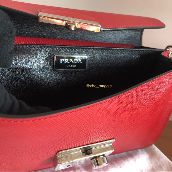 Prada Red Saffiano Lux Mini Sound Bag - Picture 8 of 9